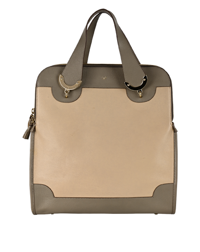 Seymour Vertical Tote, £180, Handbags, Beige/Grey, Leather, Front view